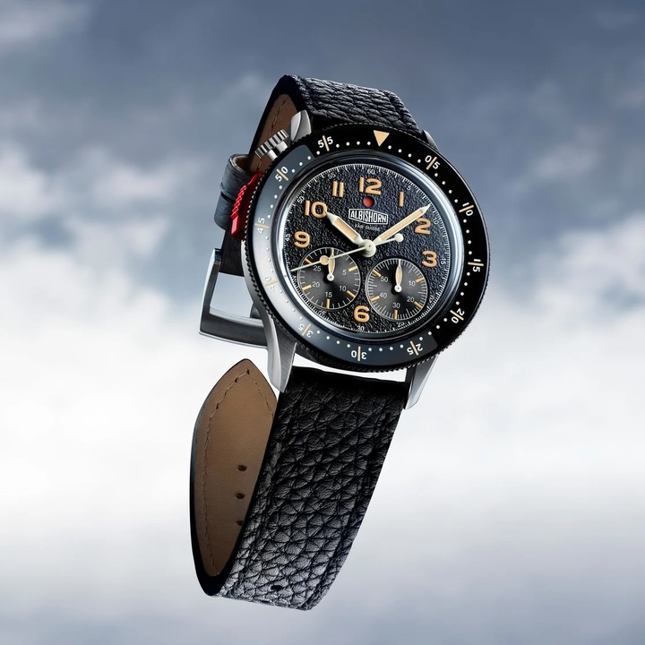 Le modèle Type 10 imaginé par Albishorn Watches est un chronographe militaire monopoussoir, certifié officiellement par le COSC, doté d'un mouvement breveté. Il est l'ancêtre hypothétique du Type 20 de l'Armée française et aurait pu être commandé par celle-ci en 1948 comme son premier chronographe officiel...